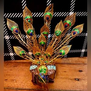 DILLARD'S "TRIMMINGS" COLLECTIBLE CLOISONNE PEACOCK ORNAMENT